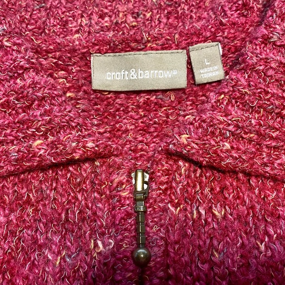Croft & Barrow Zip Cardigan Red/Pink Marl Size L